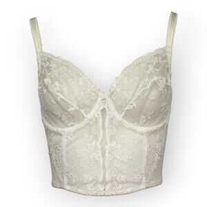 Vintage Ralph Lauren 36C Bustier Bra Corset Style Cream Lace